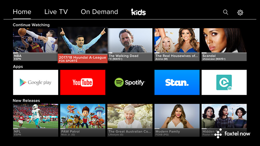 Foxtel Now UI