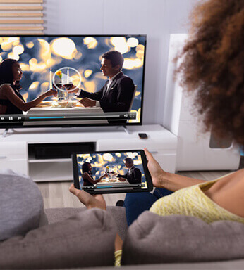 watching tv and tablet